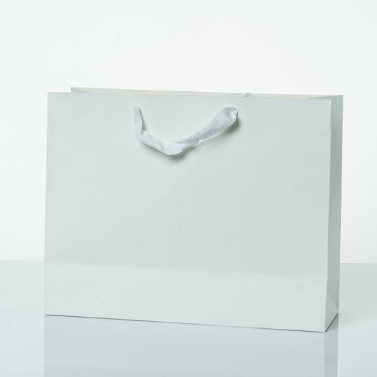 Sacs Luxe Kraft Blanc avec poignee cordelette 31,9x25x11,5cm