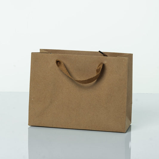 Sacs Luxe Kraft Naturel avec poignee cordelette 19,5x14,5x8,5cm