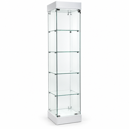 Vitrine avec porte battante en verre trempé - L 40 × P 40 × H 180 cm
