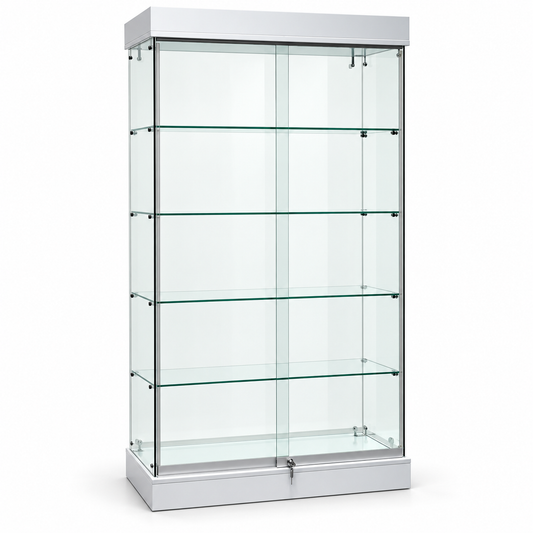 Vitrine avec portes coulissantes en verre trempé - L 90 × P 40 × H 180 cm