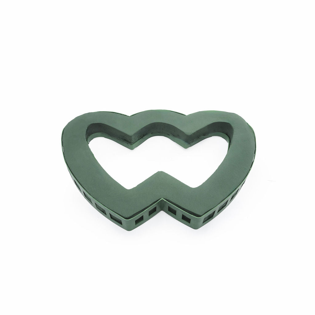 Gerbe coeur entre-mellee mousse verte + ventouse 47 x 35 cm