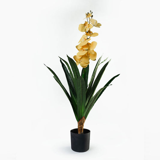 Orchidee 1 branche jaune artificiel H. 85cm