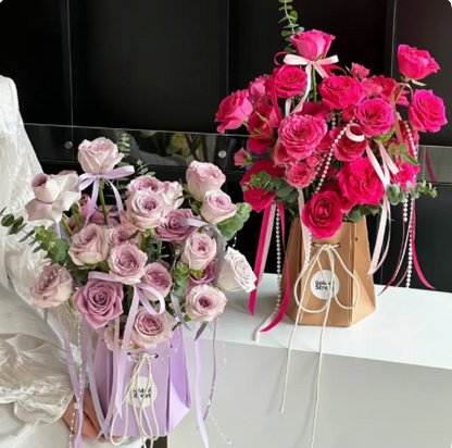 Poche d'eau étanche rose pour bouquet 17x18cm