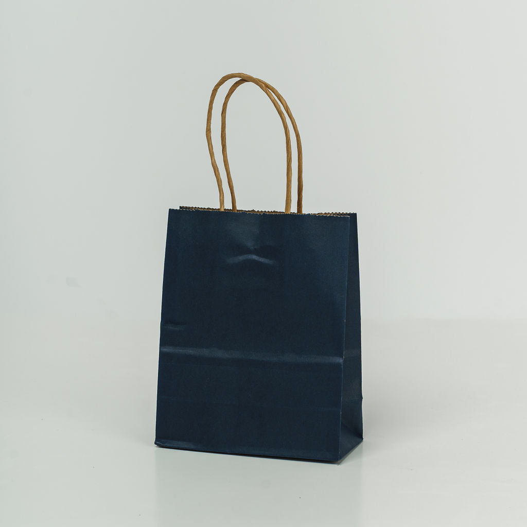 Sacs kraft poignees torsadees Bleu L.12 x l.6 x H.15cm