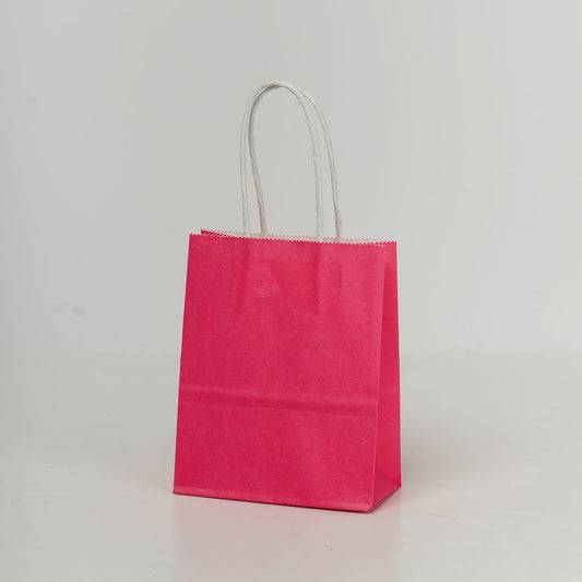 Sacs kraft poignees torsadees Rose L.12 x l.6 x H.15cm