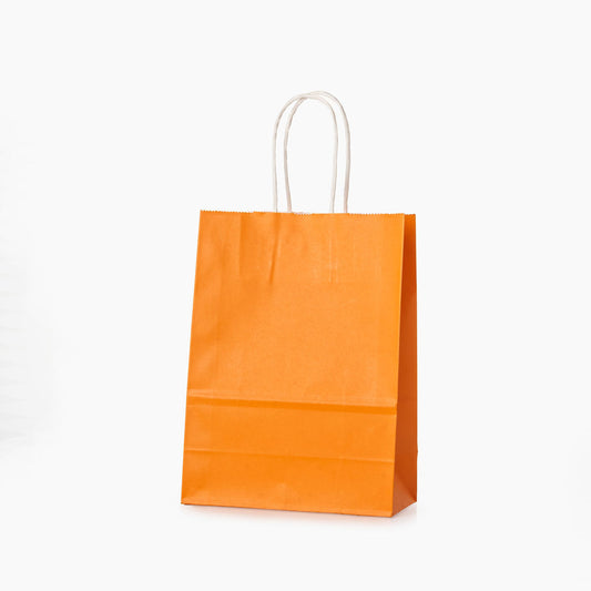 Sacs kraft poignees torsadees Orange L.16x l.8 x H.22cm