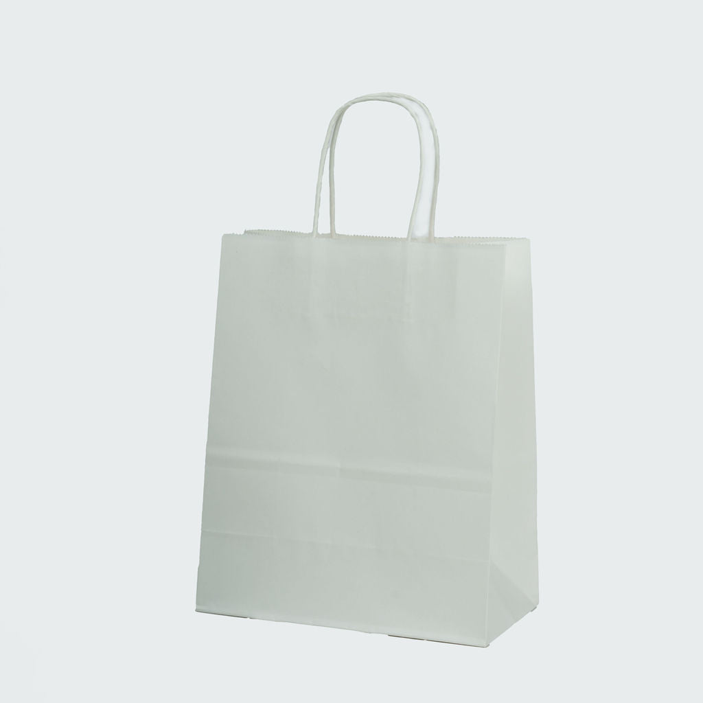 Sacs kraft poignees torsadees Blanc L.22x l.11x H.27cm