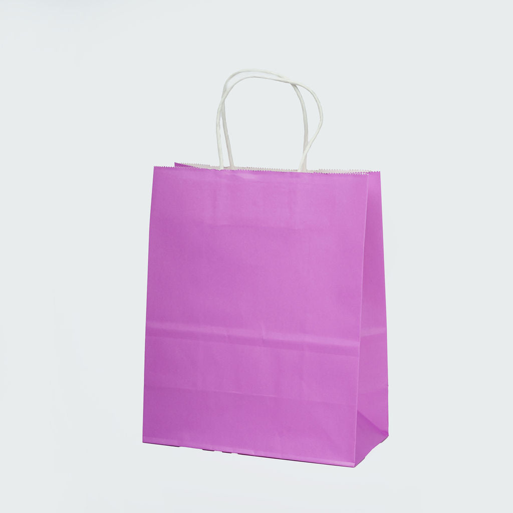 Sacs kraft poignees torsadees Violet L.22x l.11x H.27cm
