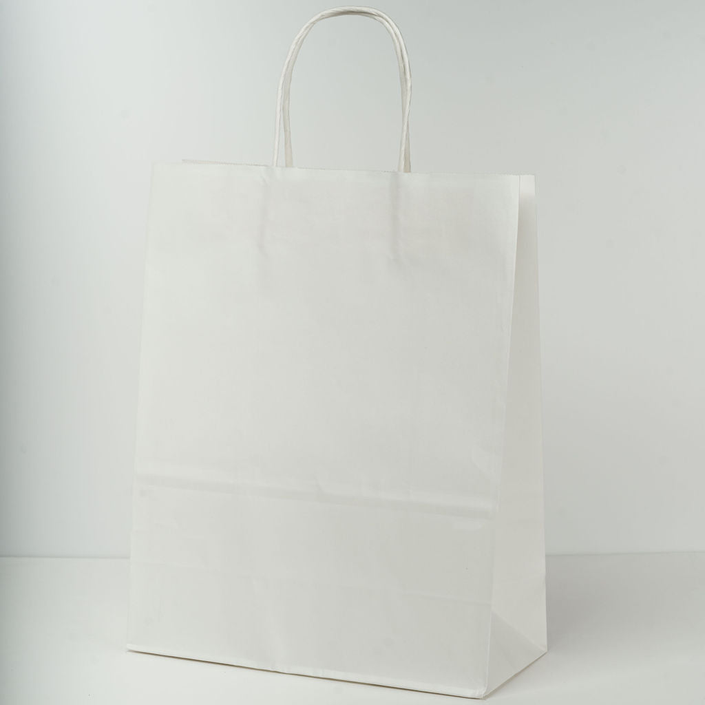 Sacs kraft poignees torsadees Blanc L.26x l.12x H.32cm