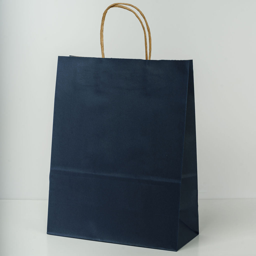 Sacs kraft poignees torsadees Bleu L.26x l.12x H.32cm