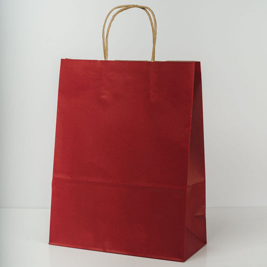 Sacs kraft poignees torsadees Rouge L.26x l.12x H.32cm