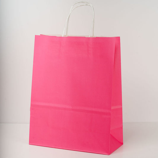 Sacs kraft poignees torsadees Rose L.26x l.12x H.32cm