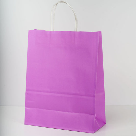 Sacs kraft poignees torsadees Violet L.26x l.12x H.32cm