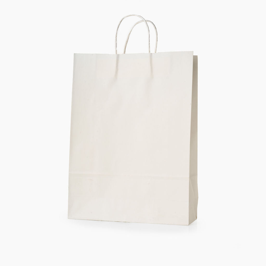 Sacs kraft poignees torsadees Blanc L.31x l.11,5x H.42cm