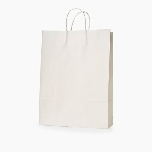 Sacs kraft poignees torsadees Blanc L.31x l.11,5x H.42cm