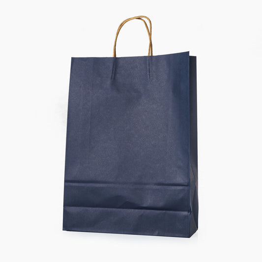 Sacs kraft poignees torsadees Bleu L.31x l.11,5x H.42cm