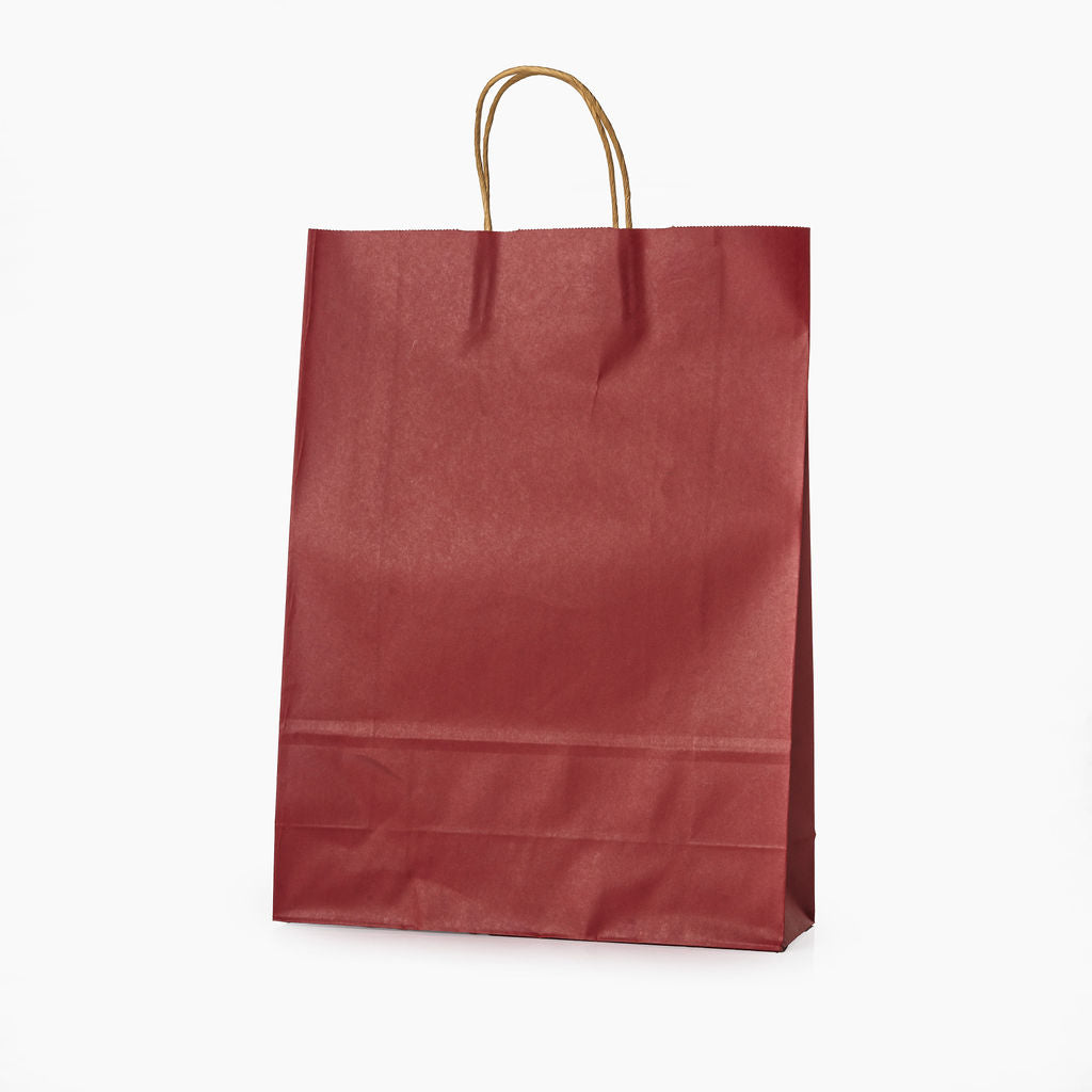 Sacs kraft poignees torsadees Rouge L.31x l.11,5x H.42cm