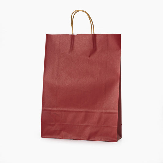 Sacs kraft poignees torsadees Rouge L.31x l.11,5x H.42cm