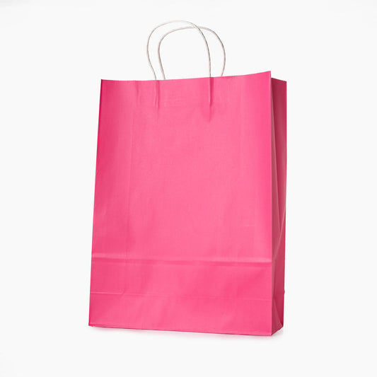 Sacs kraft poignees torsadees Rose L.31x l.11,5x H.42cm