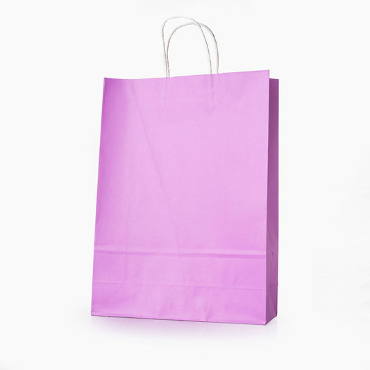 Sacs kraft poignees torsadees Violet L.31x l.11,5x H.42cm