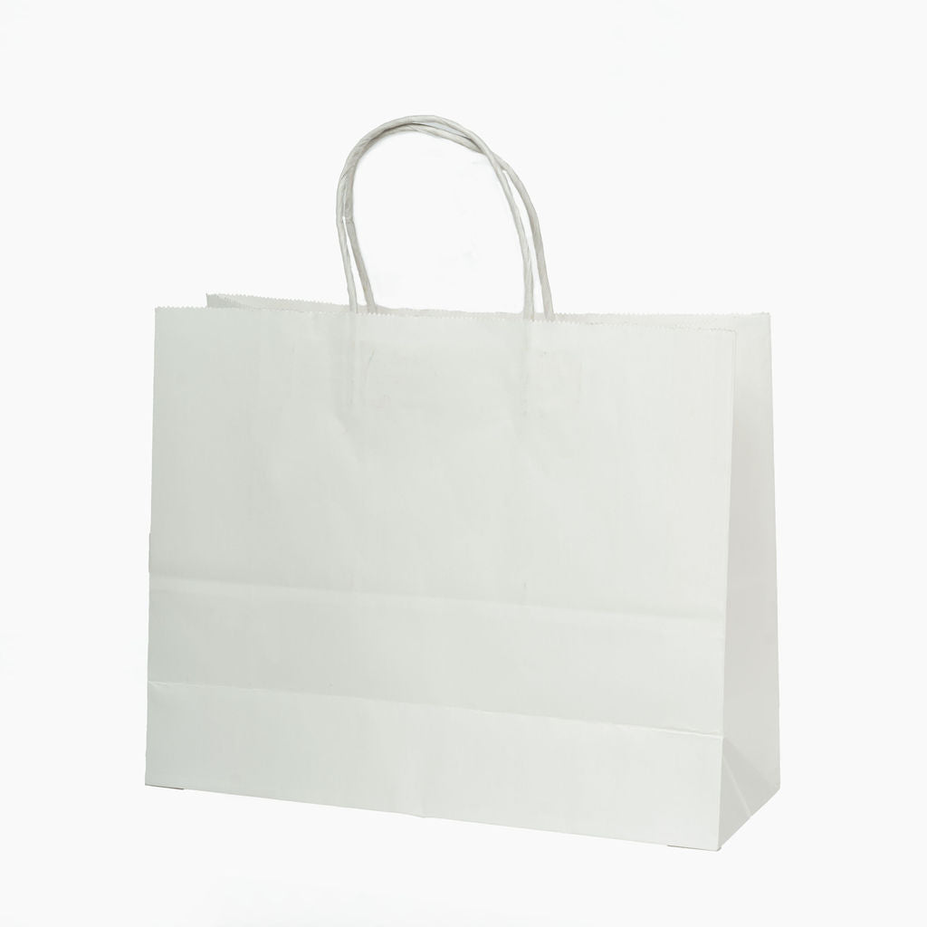 Sacs kraft poignees torsadees Blanc L.31,5x25X11,5cm