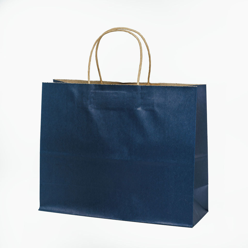 Sacs kraft poignees torsadees Bleu L.31,5x25X11,5cm