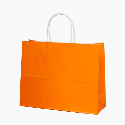 Sacs kraft poignees torsadees Orange L.31,5x25X11,5cm