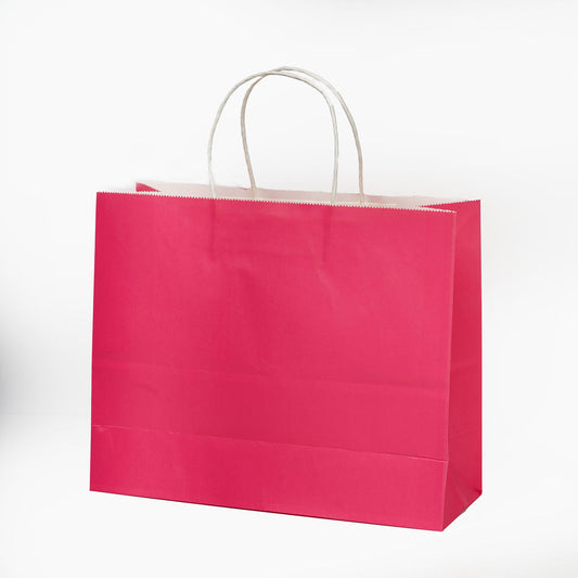 Sacs kraft poignees torsadees Rose L.31,5x25X11,5cm
