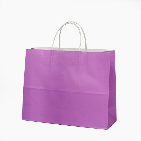 Sacs kraft poignees torsadees Violet L.31,5x25X11,5cm