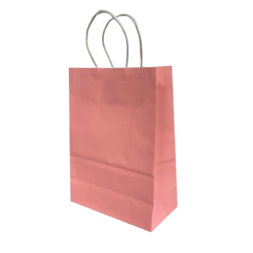 Sacs Kraft poignées torsadées Rose poudre L.16x l.8 x H.22cm