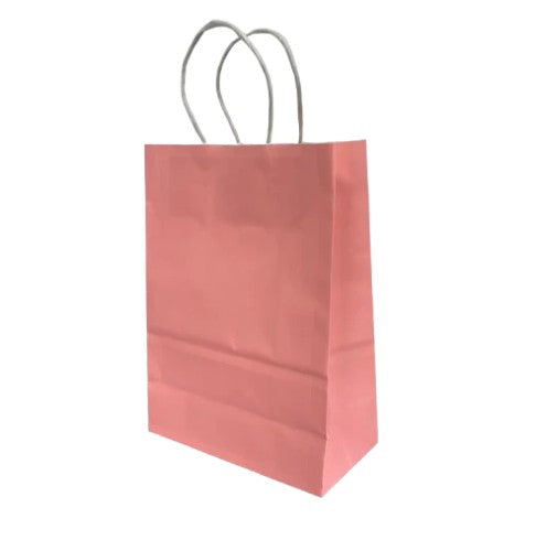 Sacs kraft poignées torsadées Rose poudré L.31x l.11,5x H.42cm
