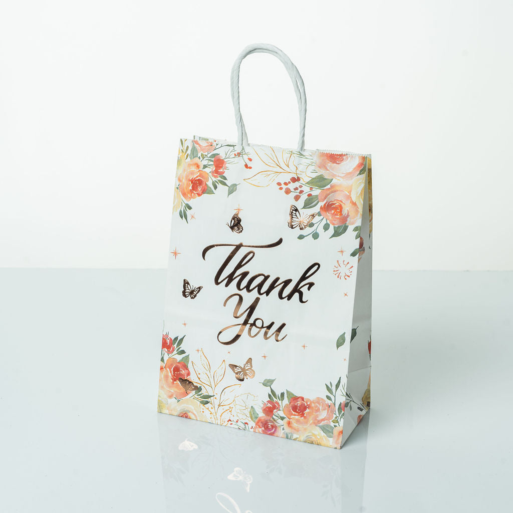 Sacs Kraft poignees torsadees motifs fleurie L. 21 x 15cm