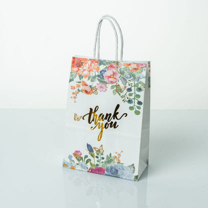 Sacs Kraft poignees torsadees motifs fleurie L. 21 x 15cm