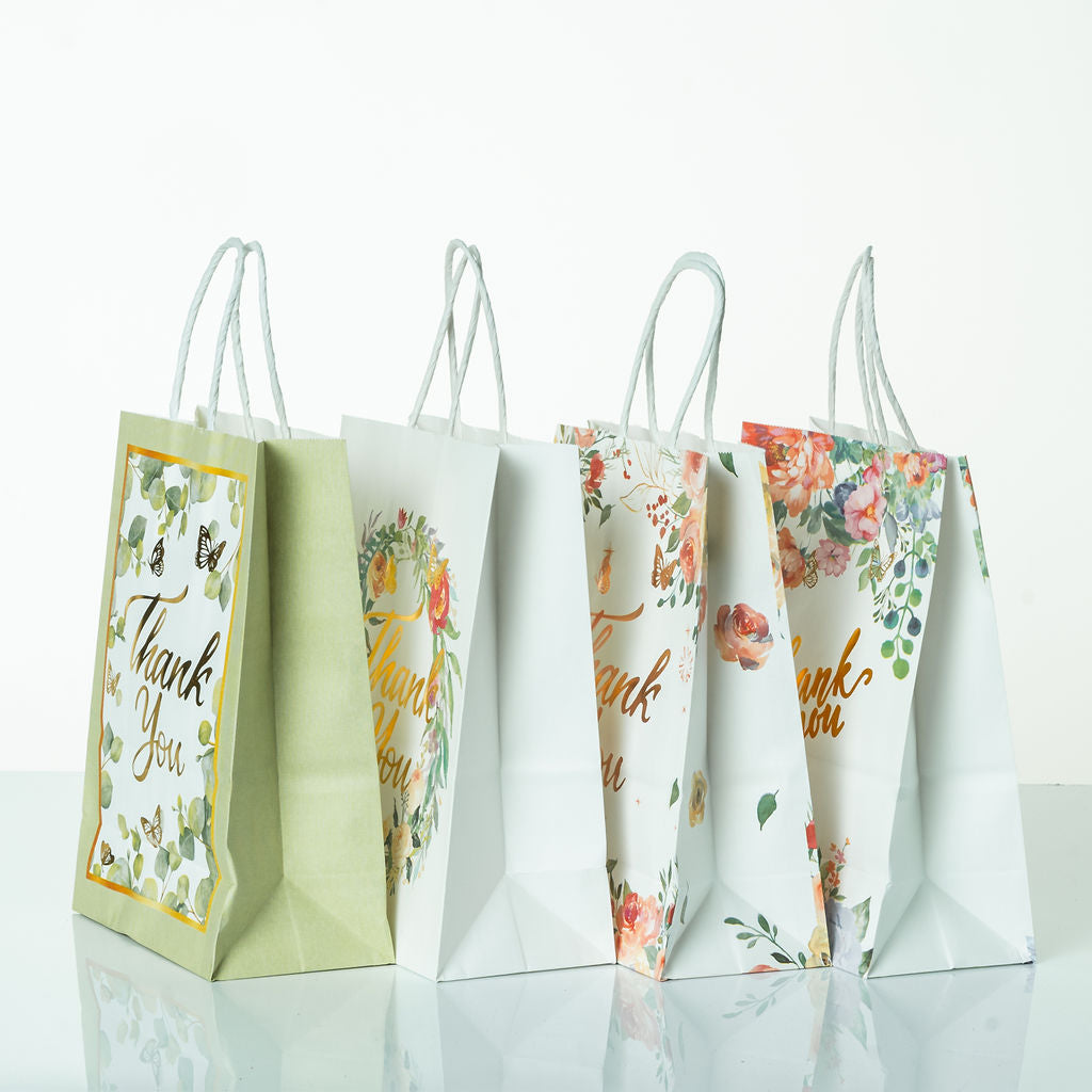 Sacs Kraft poignees torsadees motifs fleurie L. 21 x 15cm