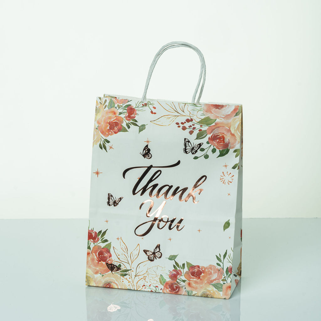Sacs Kraft poignees torsadees motifs fleurie L. 27 x 21cm