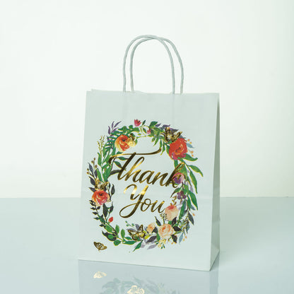 Sacs Kraft poignees torsadees motifs fleurie L. 27 x 21cm