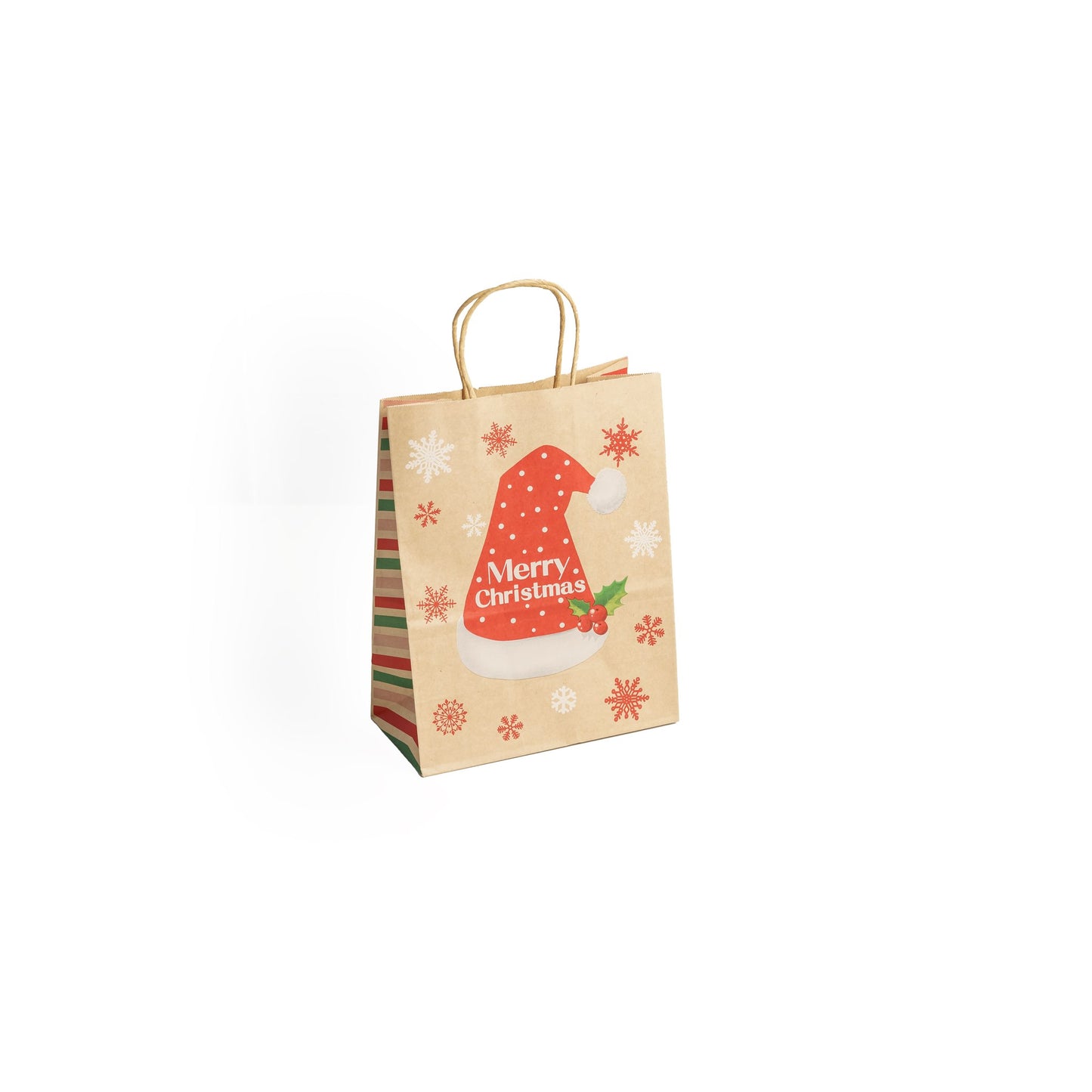 Sacs Kraft poignées torsadées motifs Noël L. 27 x 21 x 11cm