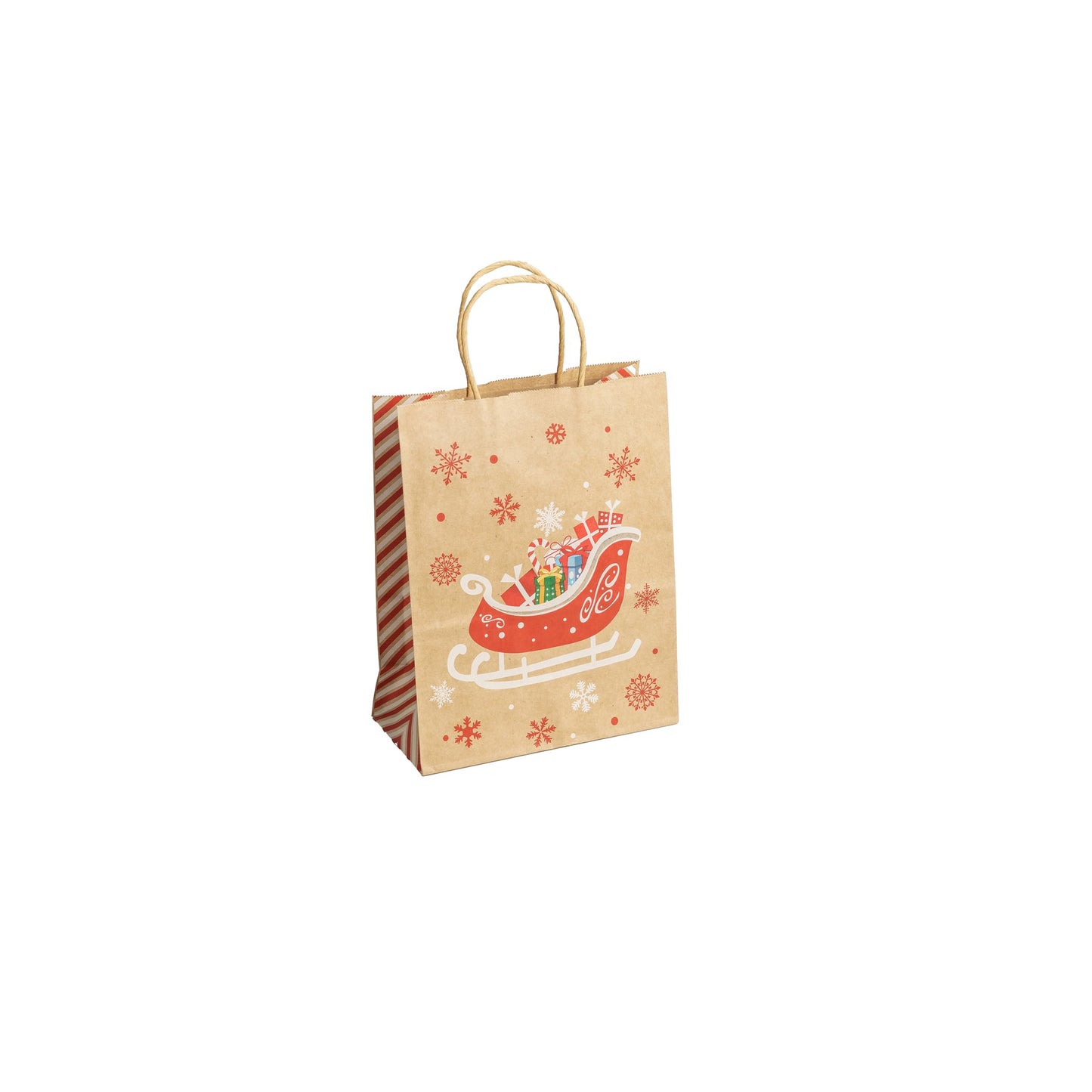 Sacs Kraft poignées torsadées motifs Noël L. 27 x 21 x 11cm