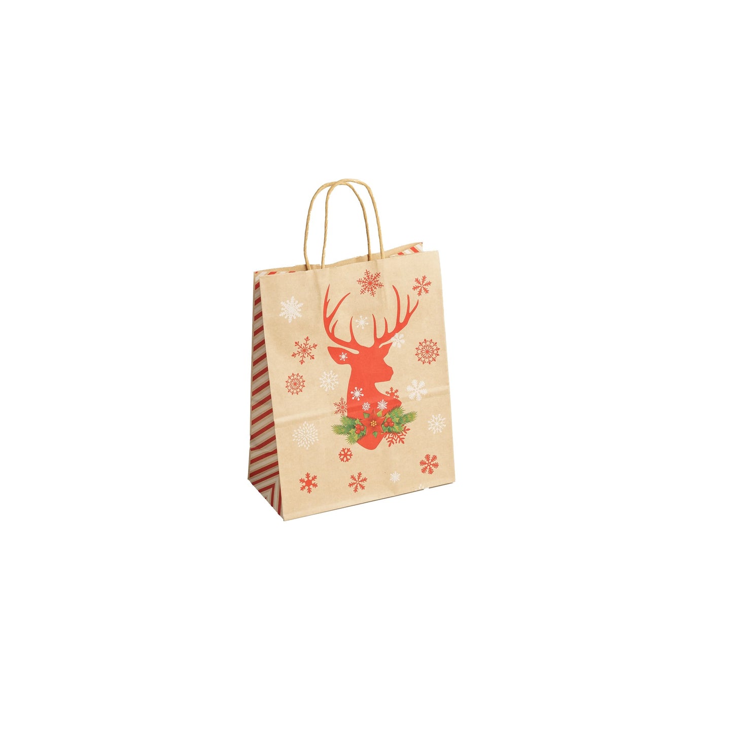 Sacs Kraft poignées torsadées motifs Noël L. 27 x 21 x 11cm