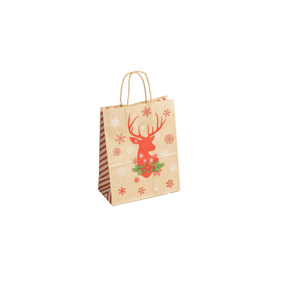 Sacs Kraft poignées torsadées motifs Noël L. 27 x 21 x 11cm