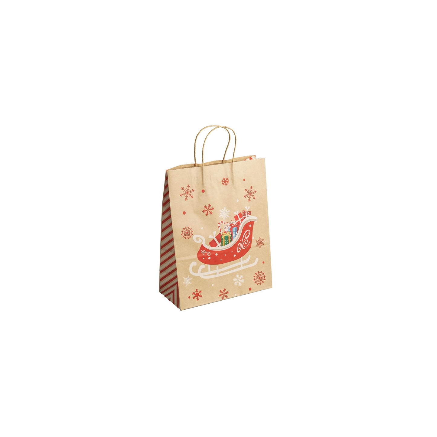 Sacs Kraft poignées torsadées motifs Noël L. 33 x 26 x 12cm