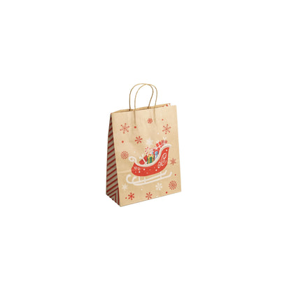 Sacs Kraft poignées torsadées motifs Noël L. 33 x 26 x 12cm