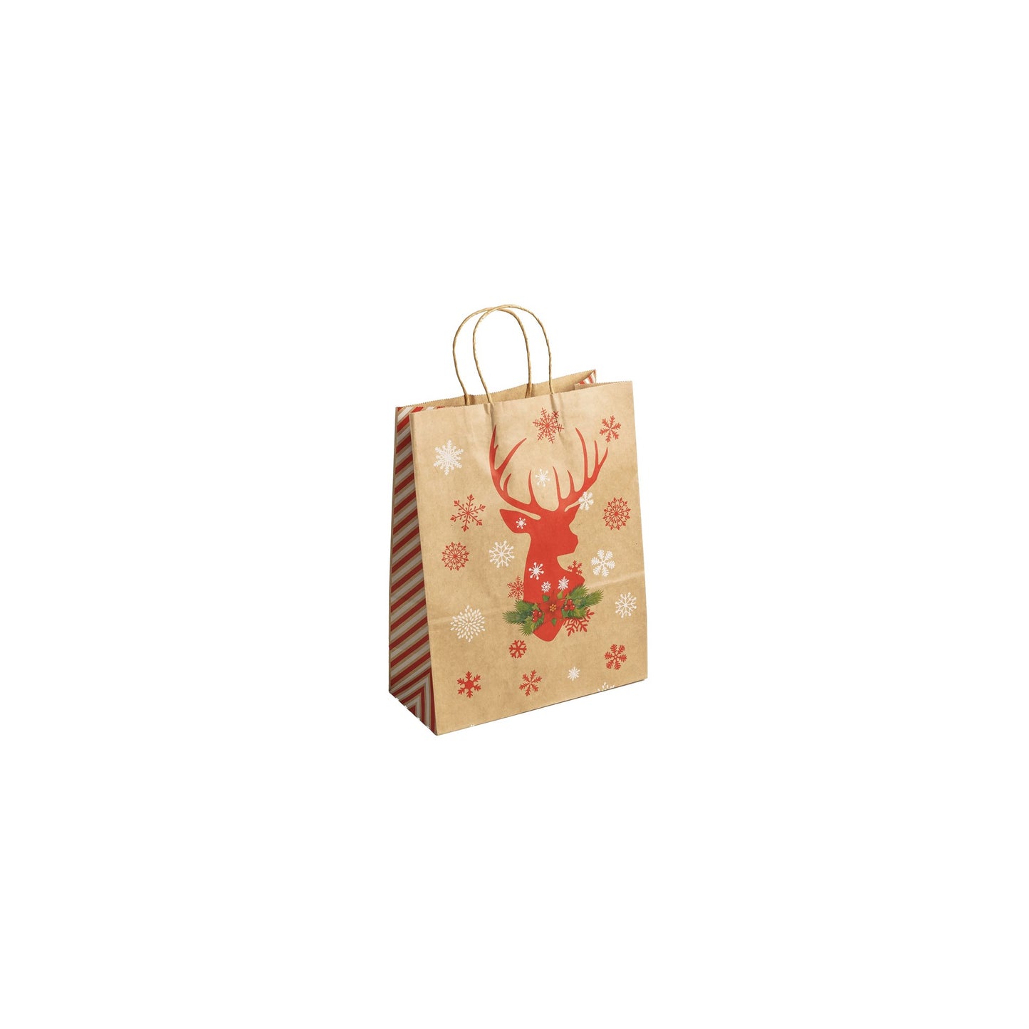 Sacs Kraft poignées torsadées motifs Noël L. 33 x 26 x 12cm