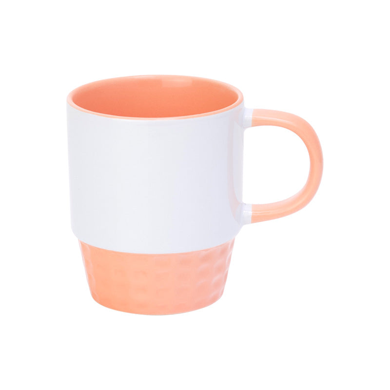 Tasse empilable interieur, basse et  poignee saumon AAA - 10oz