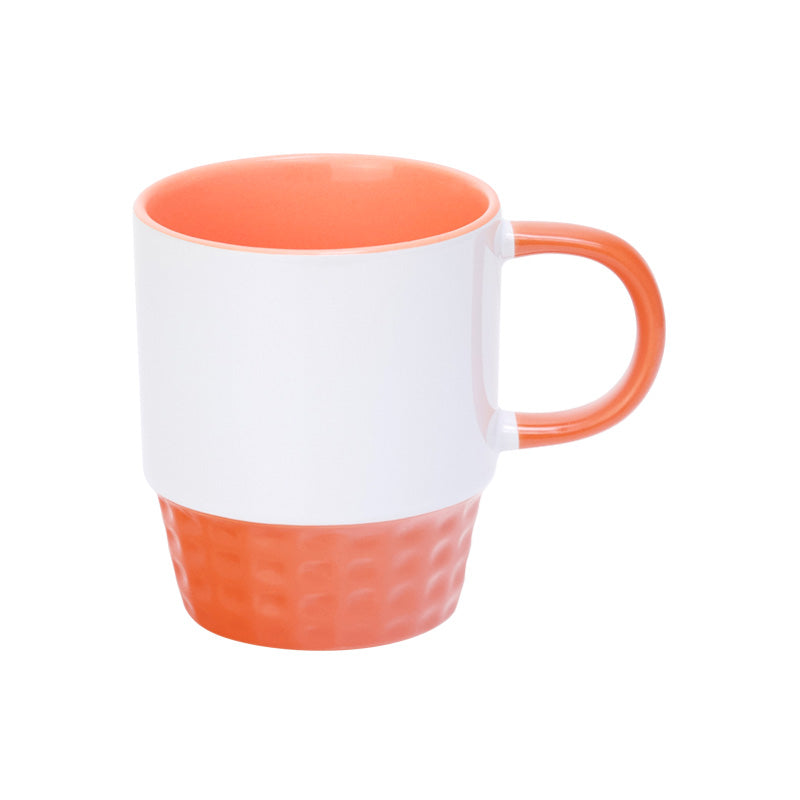 Tasse empilable interieur, basse et  poignee orange AAA - 10oz