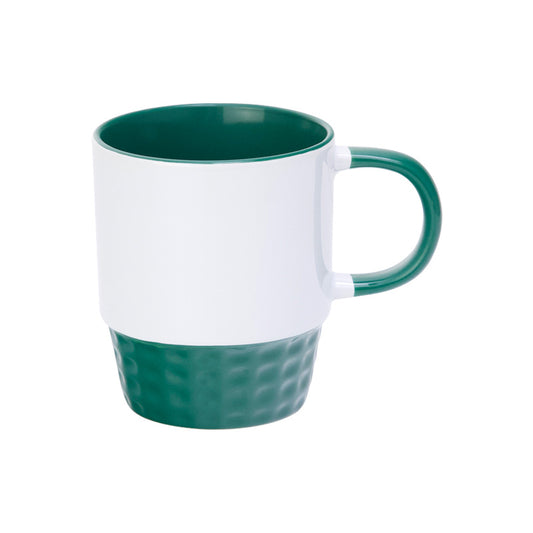 Tasse empilable interieur, basse et  poignee vert foret AAA - 10oz